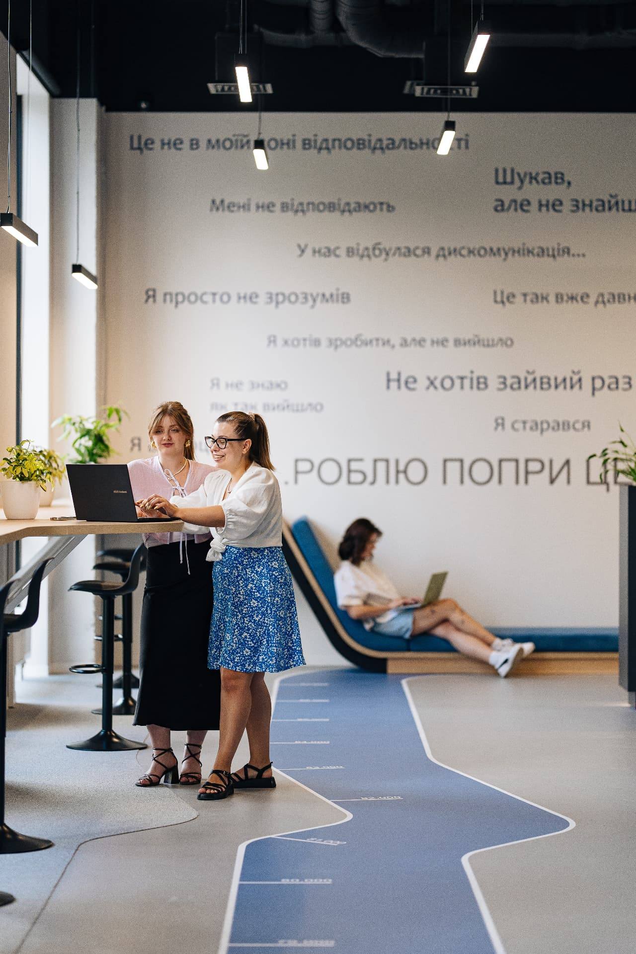 The team at work in the coworking area